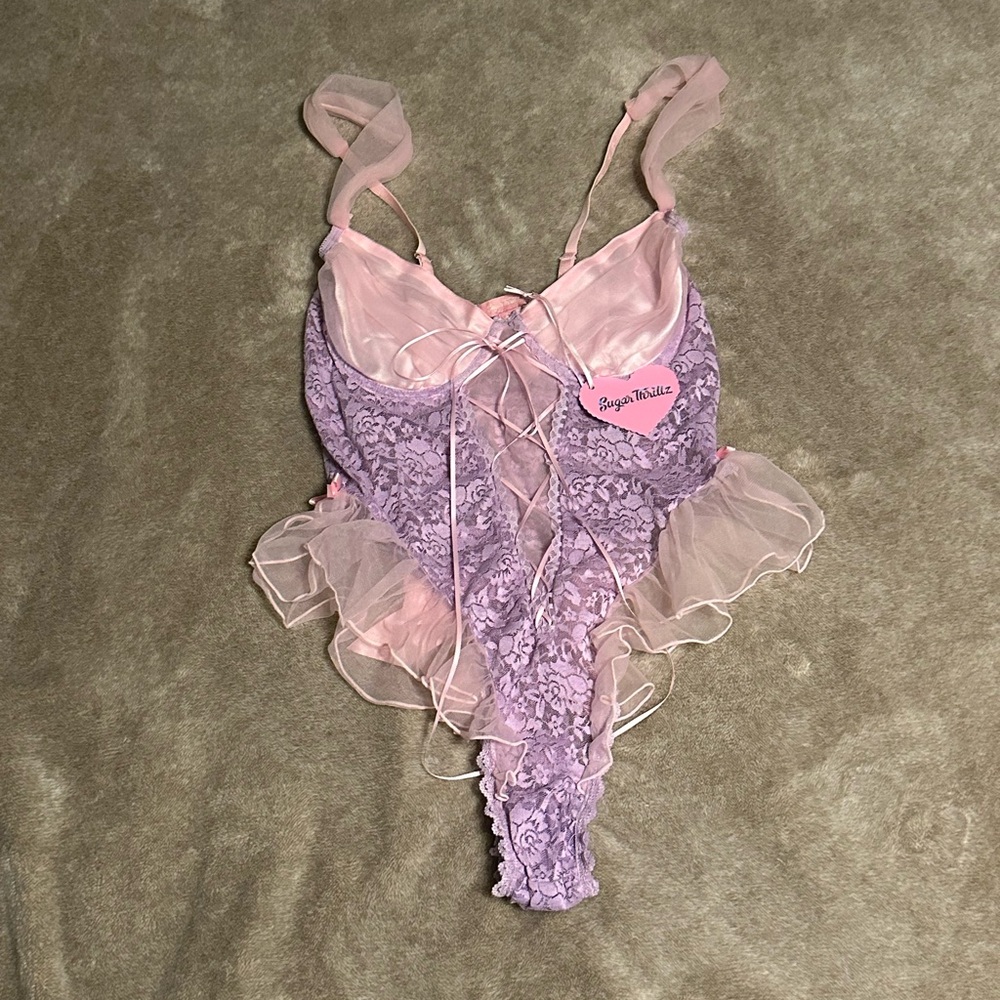 Sugar Thrillz Pink and Purple Lace Chemise